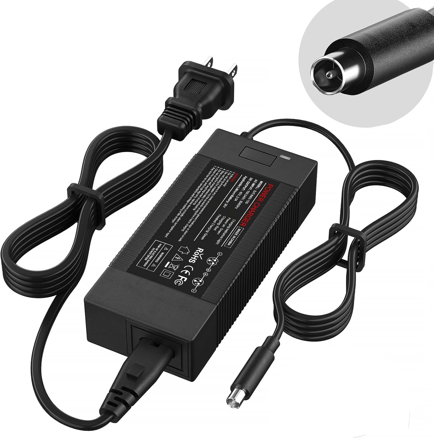 42V 1.7A Battery Charger for Segway Volpam Hiboy,Compatible with Segway Ninebot ES2/ ES4/ E22/ F20A/ F25/ F30/ F40/D18/D28/D40/F2/F2 Plus/ F2 Pro/Air T15/E2 Pro (1-Prong RCA Connector-0.31inch)