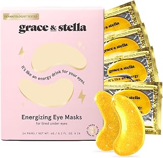 Grace & Stella Under Eye Mask for Dark Circles, Puffy Eyes, Undereye Bags, Wrinkles - Gel Under Eye Patches - Vegan (24 Pairs, Gold)