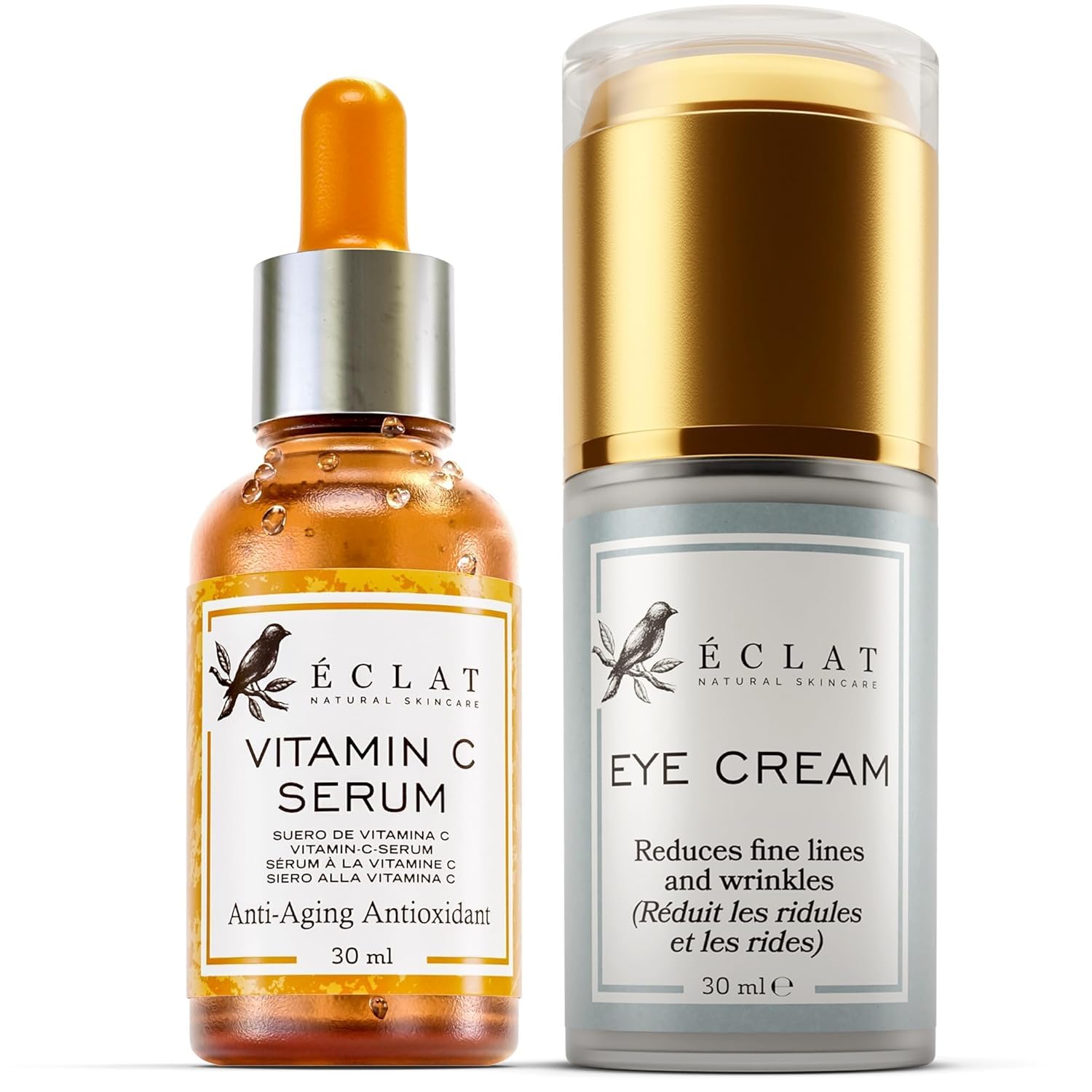 Eclat Skincare Repair & Renew Christmas Gift Set – Vitamin C Serum and Eye Cream for Dark Circles & Puffiness – Holiday Skincare Combo – 100% Vegan & Dermatologist Developed