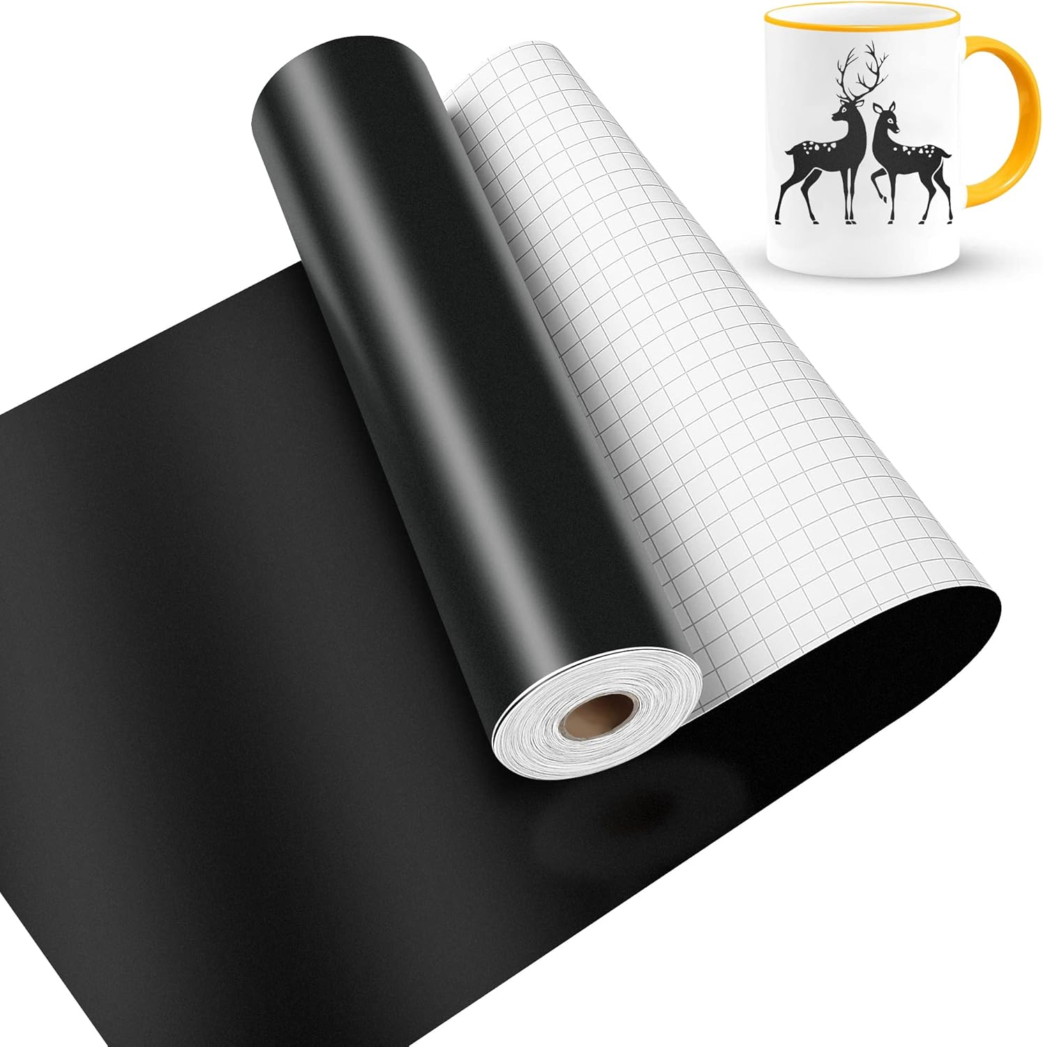 Matte Black Permanent Vinyl, Lya Vinyl Matte Black 12" x 50Ft Permanent Adhesive Roll for Cutting Machine, Vinyl Roll for Craft Cutter