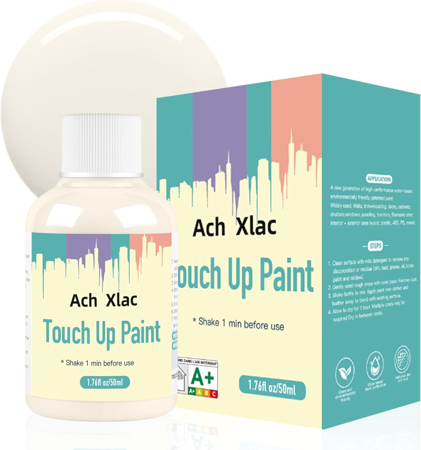 Multi Surface Touch Up Paint, 1.76 Fl OZ Touch Up Paint Pen, Interior and Exterior House Paint，Interior and Exterior House Paint, for Wall, Door, Kitchen Cabinets, Wood, Furniture (Matte Beige)