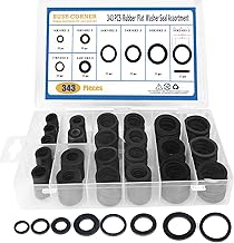 BUSY-CORNER 343 Pieces Rubber Flat Washer Gasket Assortment, Buna-N 70A, 8 Sizes, for Everyday Washer Needs, Ideal Repair Kit for Faucet or Plumbing