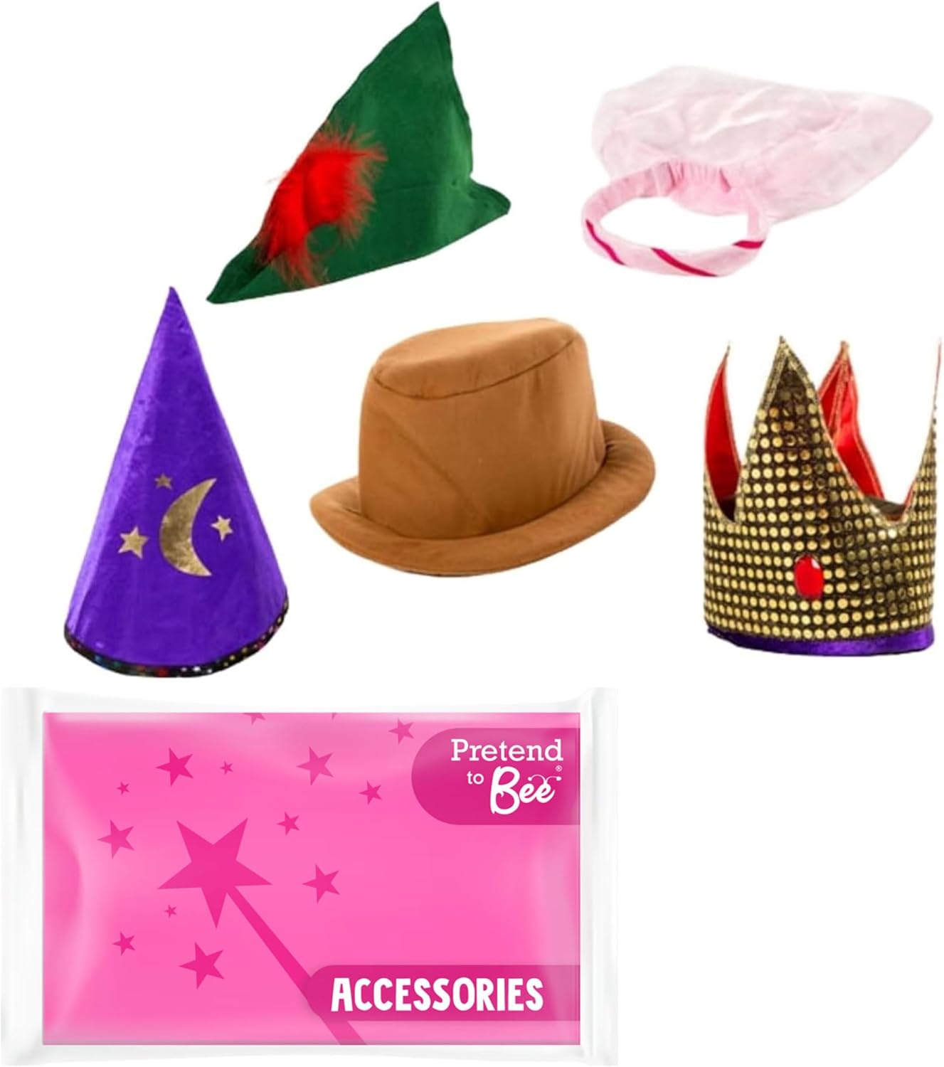PRETEND TO BEE Storytime Hats, Dress Up Costume for Kids, Set of 5 Hats, 18+ Months - 7 Years