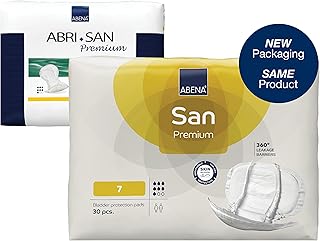 Abena San Premium Incontinence Pads, Moderate Absorbency, (Sizes 4 to 7), Size 7, 30 Count