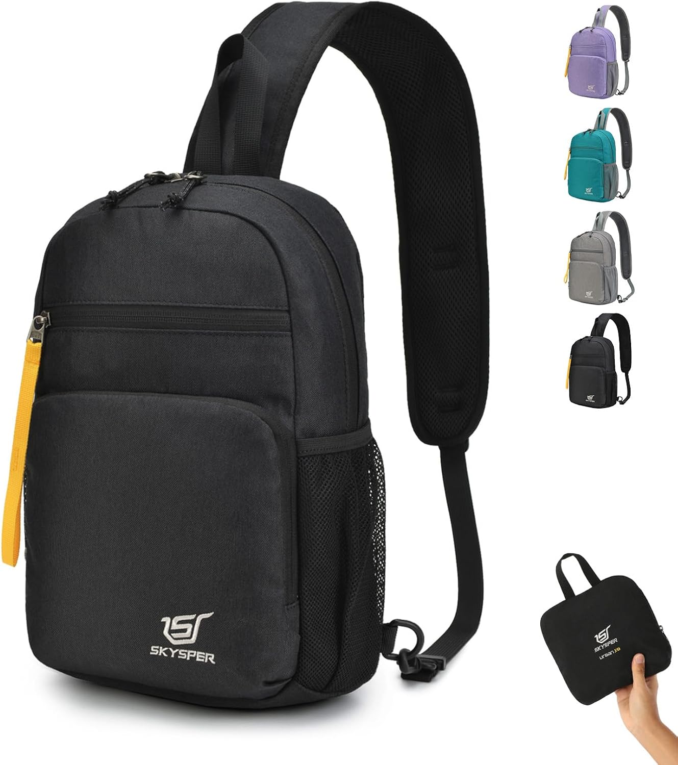 SKYSPER One Strap Backpack Sling Crossbody Bag - Lightweight Chest Shoulder Cross Body Bag Travel Hiking Casual Daypack for Women Men