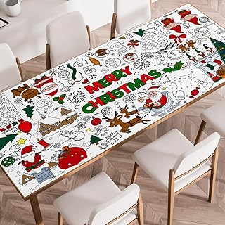 Christmas Crafts for Kids, Disposable Christmas Coloring Tablecloth - Christmas Games/Gifts/Activities for Family, Classroom, Xmas Holiday Christmas Decorations for Party Favors - 72 x 35 Inches（Game)
