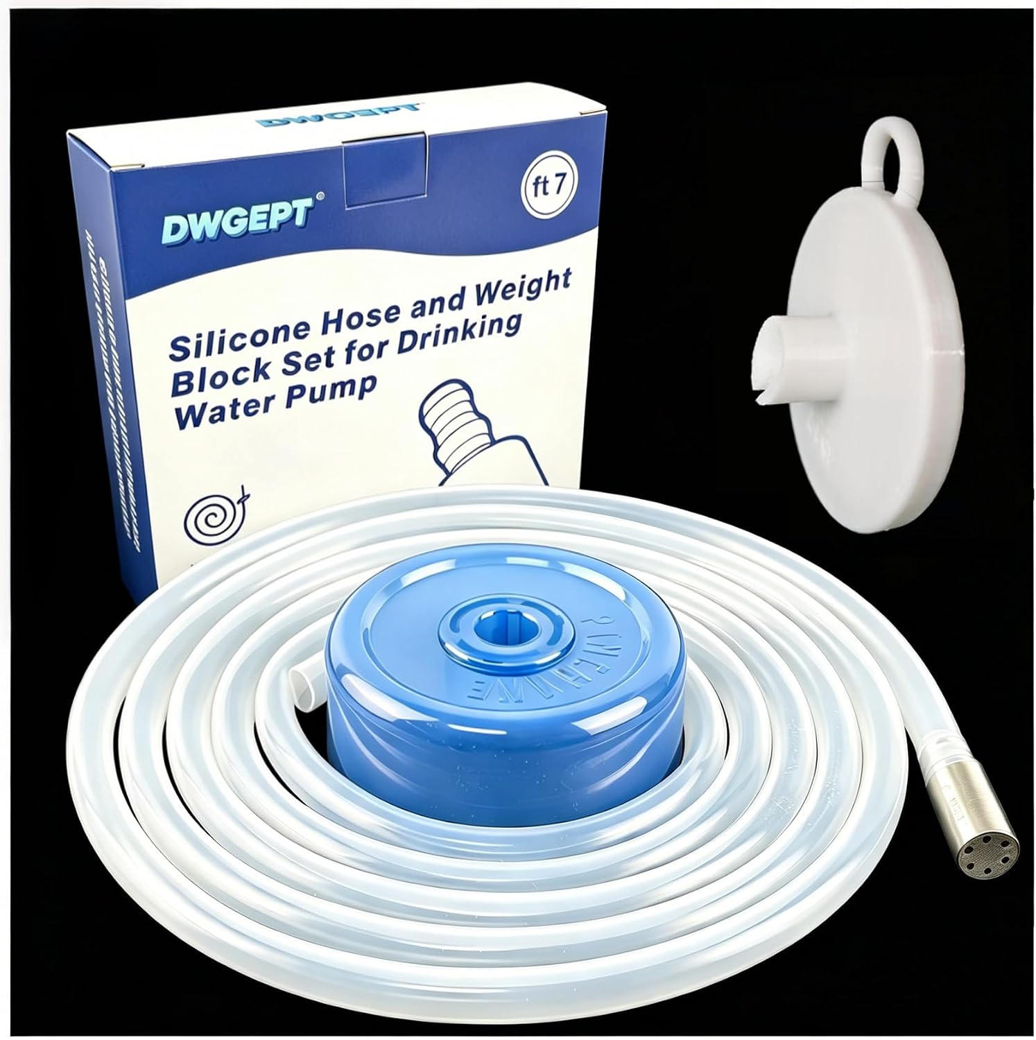 Food Grade Silicone Hose for 5gallon Water Jug with Weight Block&Opener 7ft