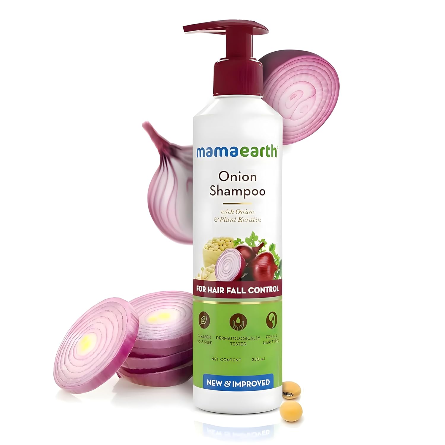 MAMAEARTH Onion Shampoo for Hair Growth | With Onion Oil & Plant Keratin | Stronger, Thicker and Longer Hair | Sulfate Free, Paraben Free | 8.45 fl oz (250ml)