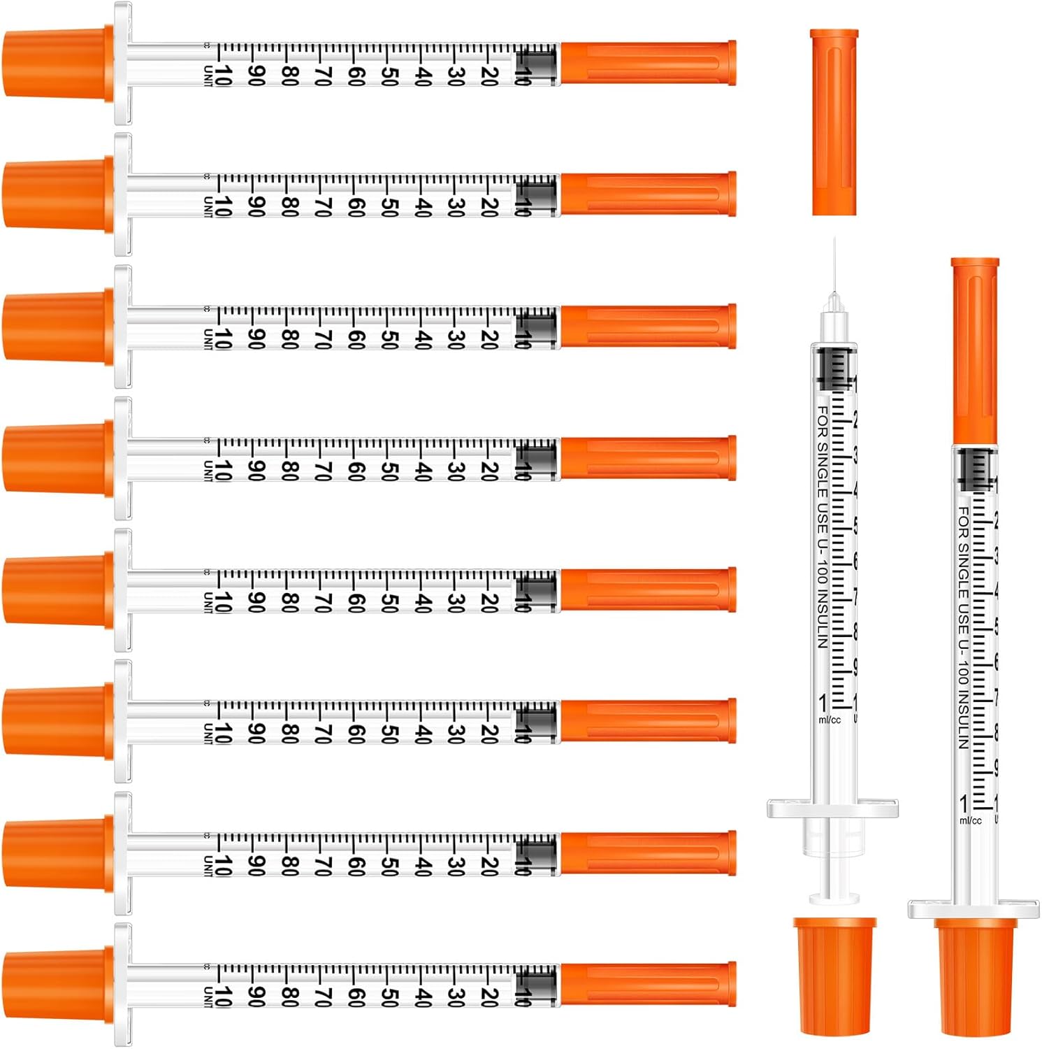 10 PCS 1ml Syringes with Needle 30G 8mm Disposable Needles for Injections Plastic Syringe with Cap Individual Package Multipurpose Tools for Pets Feeding Labs Measuring