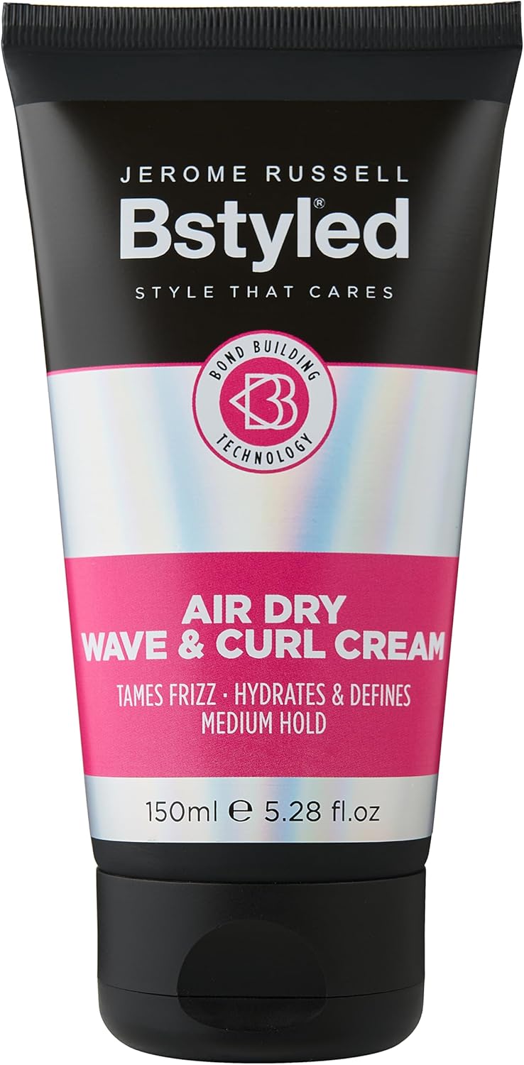 BStyled Air Dry Wave & Curl Cream | Define & Enhance Natural Waves & Curls | Frizz Control & Medium Hold | Heat-Free Styling | Vegan & Cruelty-Free
