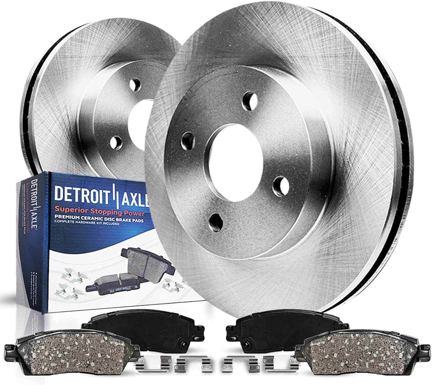 Detroit Axle - 10.32" (262mm) 4-Lug Front Disc Rotors + Ceramic Brake Pads Replacement for Acura EL Honda Civic Insight - 4pc set