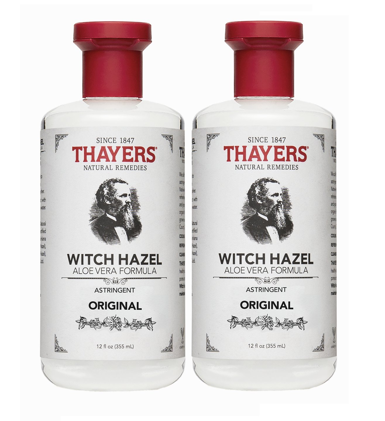 Thayers Witch Hazel with Aloe Vera, Original Astringent, 12 Fl Oz (Pack of 2)