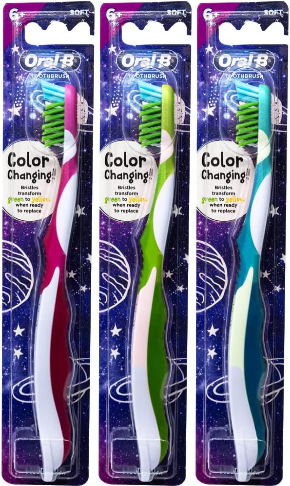 Oral-B Pro-Health Junior CrossAction Galaxy Toothbrush, Ages 6+, Soft - Pack of 3