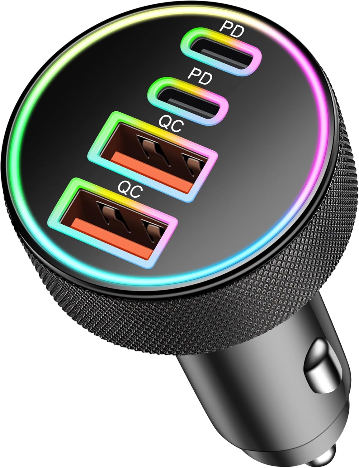 90W USB C Car Charger, 4-Port Dual 45W USB-C/A Car Adapter Multi PD/QC Fast Charging Cigarette Lighter 12V Socket for iPhone 16 15 14 Pro Max/16e, Samsung Galaxy S25/S24/S23, Google Pixel 9/8 Phone