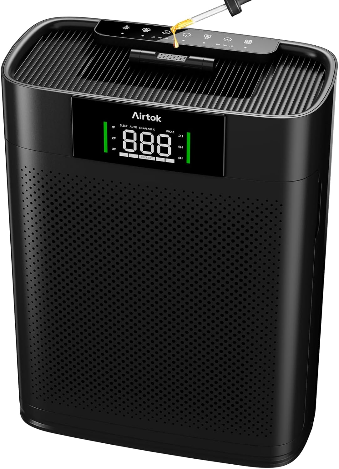 Air Purifiers for Home Large Room Up to 1300 Ft², with Air Quality Monitor PM2.5、HEPA Sleep Mode、Aromatherapy for Allergies, Pet Hair, Pollen in Bedroom, AP2301, Black