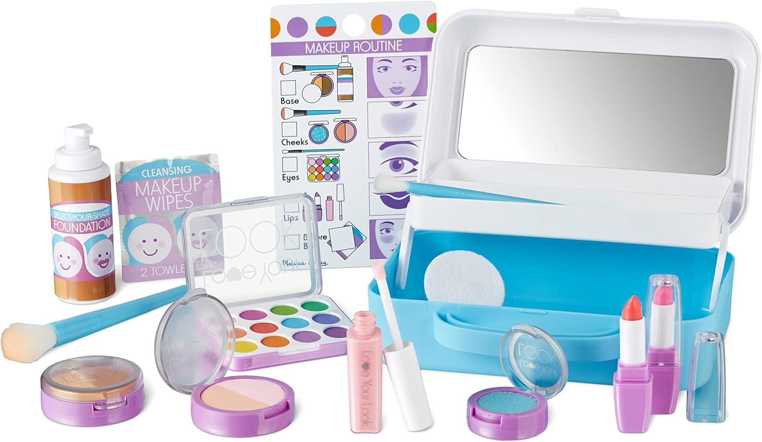 Melissa & Doug Love Your Look Pretend Makeup Kit Play Set – 16 Pieces for Mess-Free Pretend Makeup Play (Does NOT Contain Real Cosmetics)