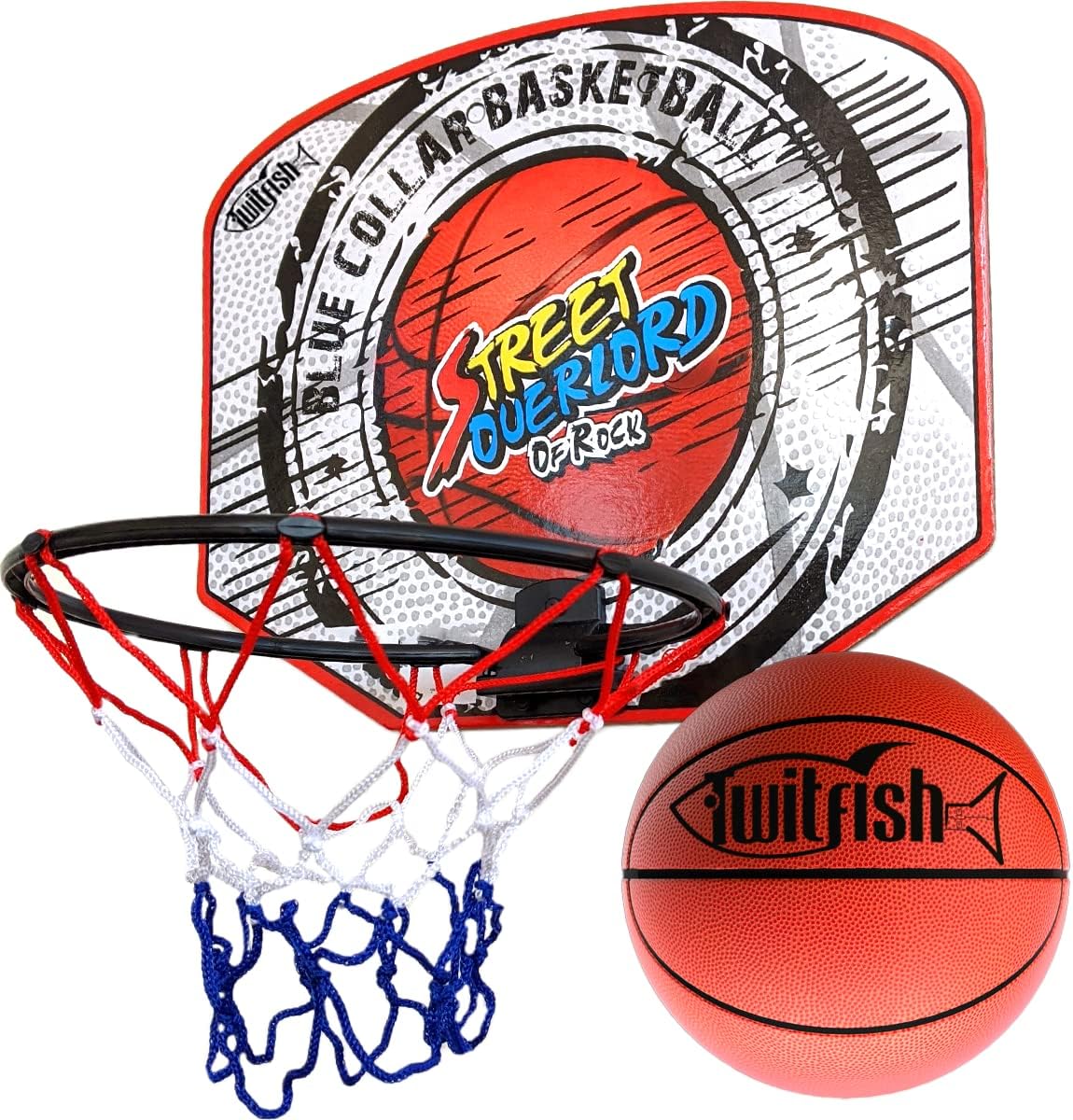Twitfish Mini Basketball Hoop Set – Novelty Fun Toy Game for Office Desktop Home, MINI Board, Ball & Pump Set for all Basketball Fans