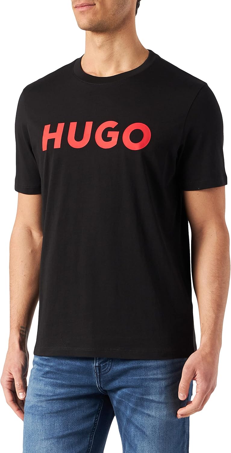 HUGO Mens Dulivio Contrast-Logo T-Shirt in Cotton Jersey