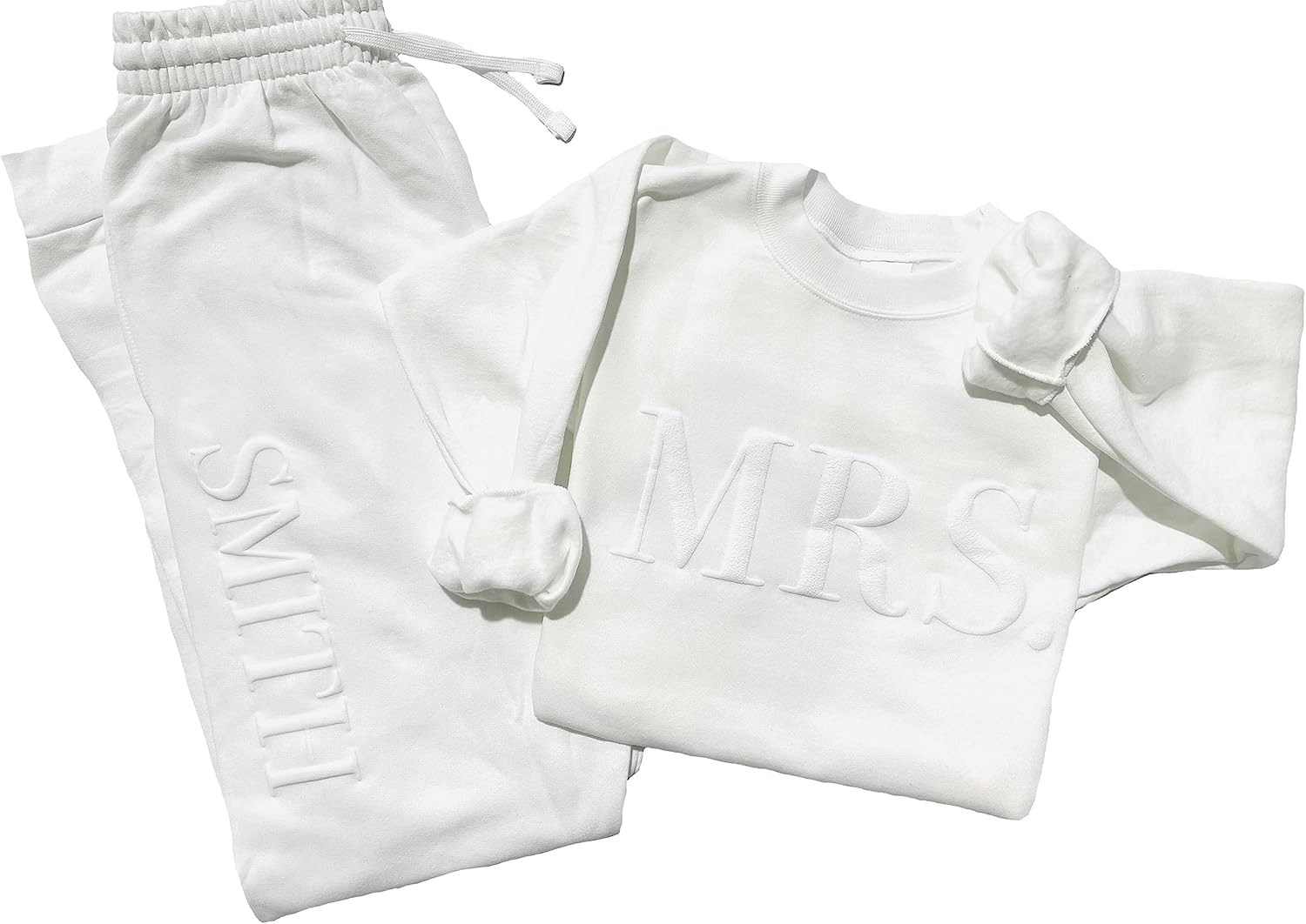 Up2ournecksinfabric - Peronalized Gift - Embossed Bridal Gift Set - Mrs. Sweatshirt - New Mrs. Set - Mrs. Sweatshirt - Bride Sweatpants - New Mrs. - Honeymoon Outfit - New Mrs. Joggers