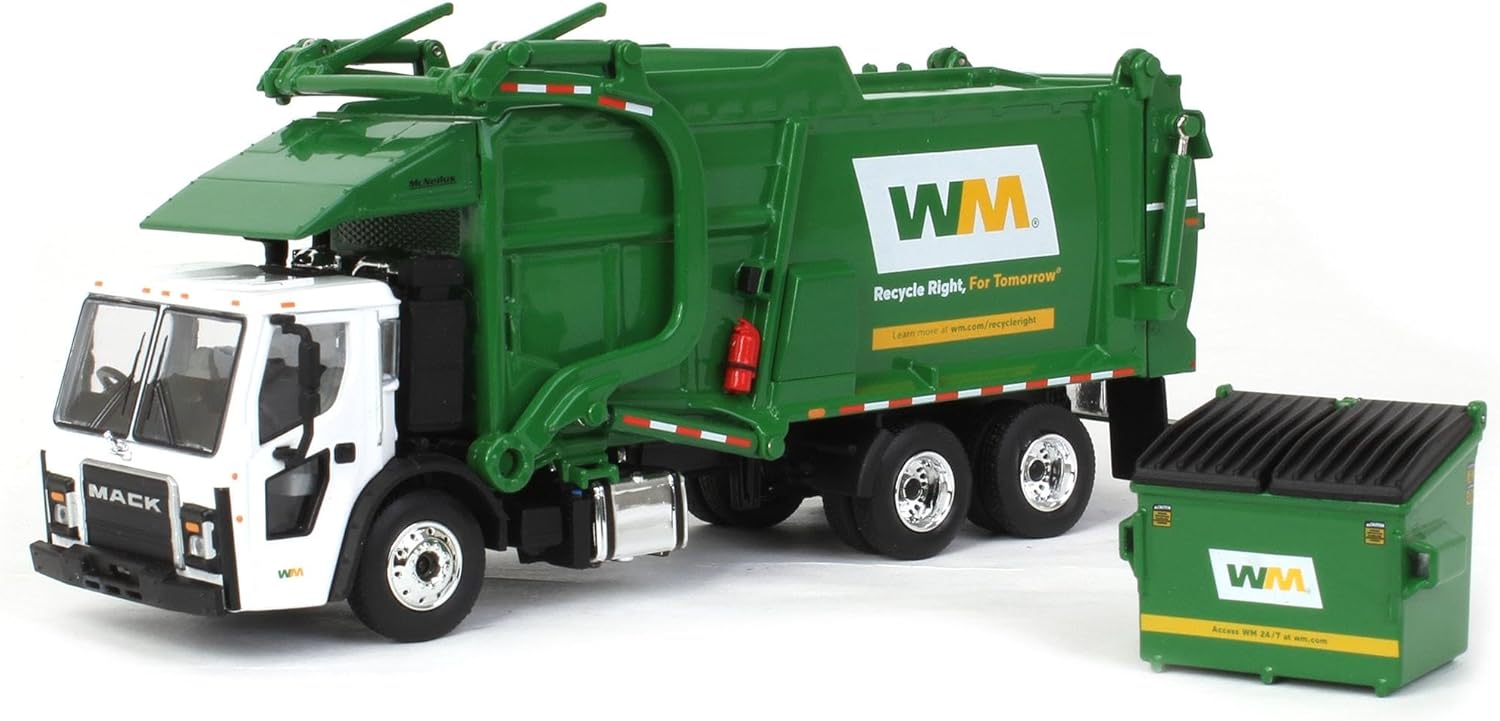 1/64 Mack LR with McNeilus Meridian Front Loader & Dumpster, Waste Management Truck 60-1796D