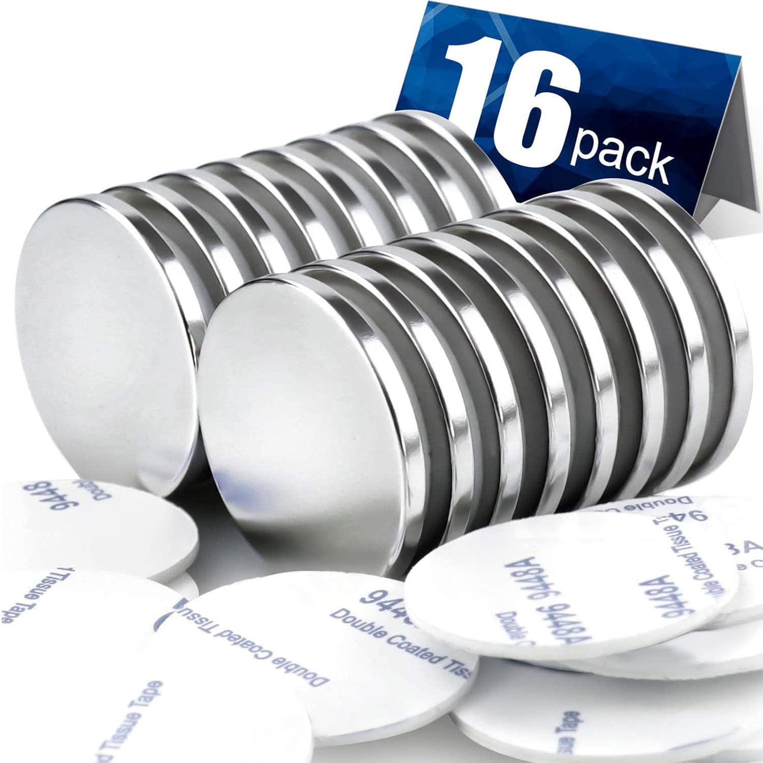 DIYMAG Powerful Neodymium Disc Magnets, Permanent, Strong, Rare Earth Magnets. Fridge, DIY, Building, Scientific, Craft, and Office Magnets, 1.26 inch x 1/8 inch,16 Pack
