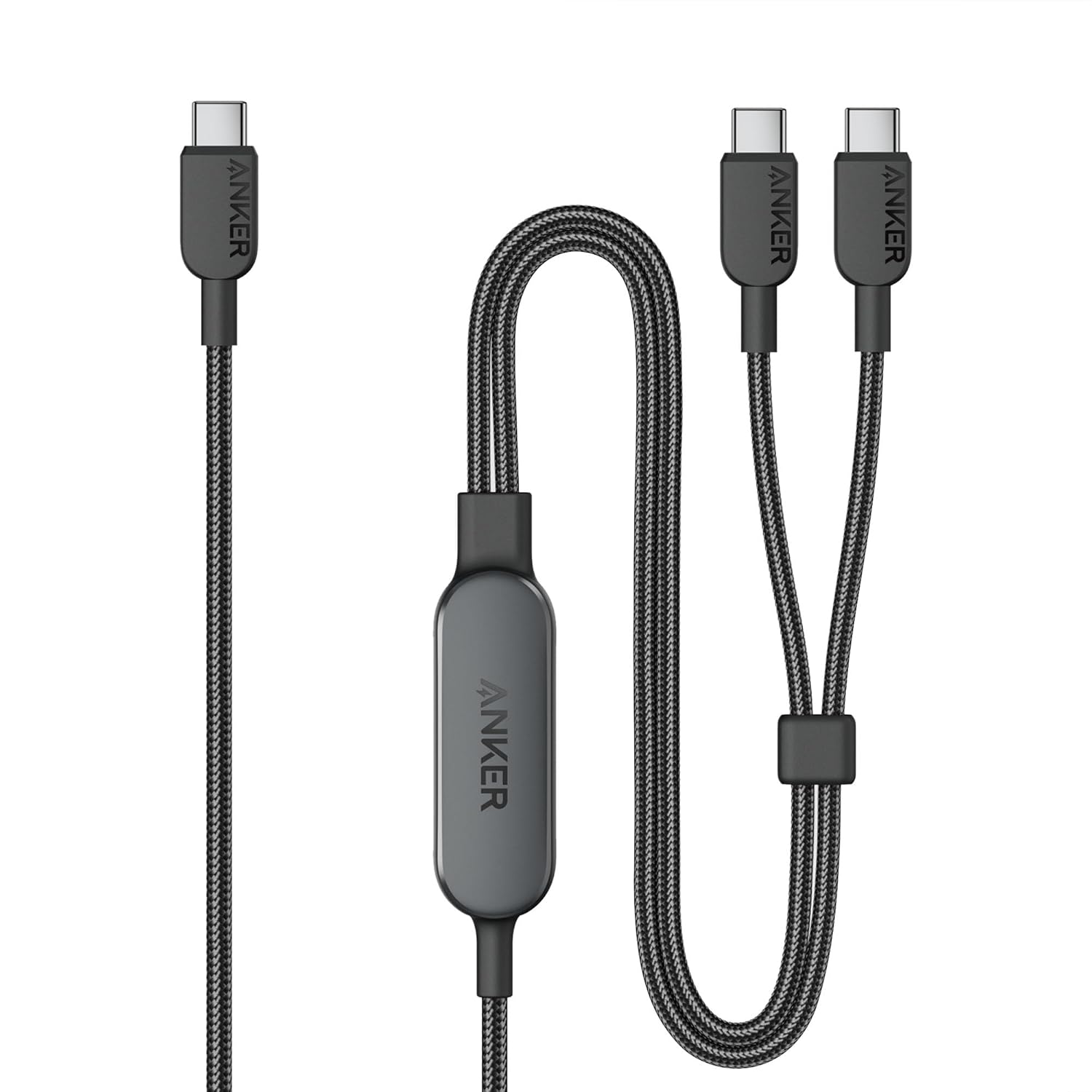 Anker USB C Cable, 4 ft 2-in-1 Type C Cable, 140W Max Fast Charging for iPhone 16/16 Pro/16 Pro Max/16 Plus/15 Series, Galaxy S24, MacBook Air/Pro, Lenovo, iPad, and More (USB 2.0, Braided, Black)