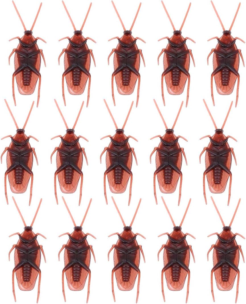 LUOEM Fake Cockroaches Plastic Realistic Bugs for April Fool's day Halloween Party Favors Decorations 100PCS