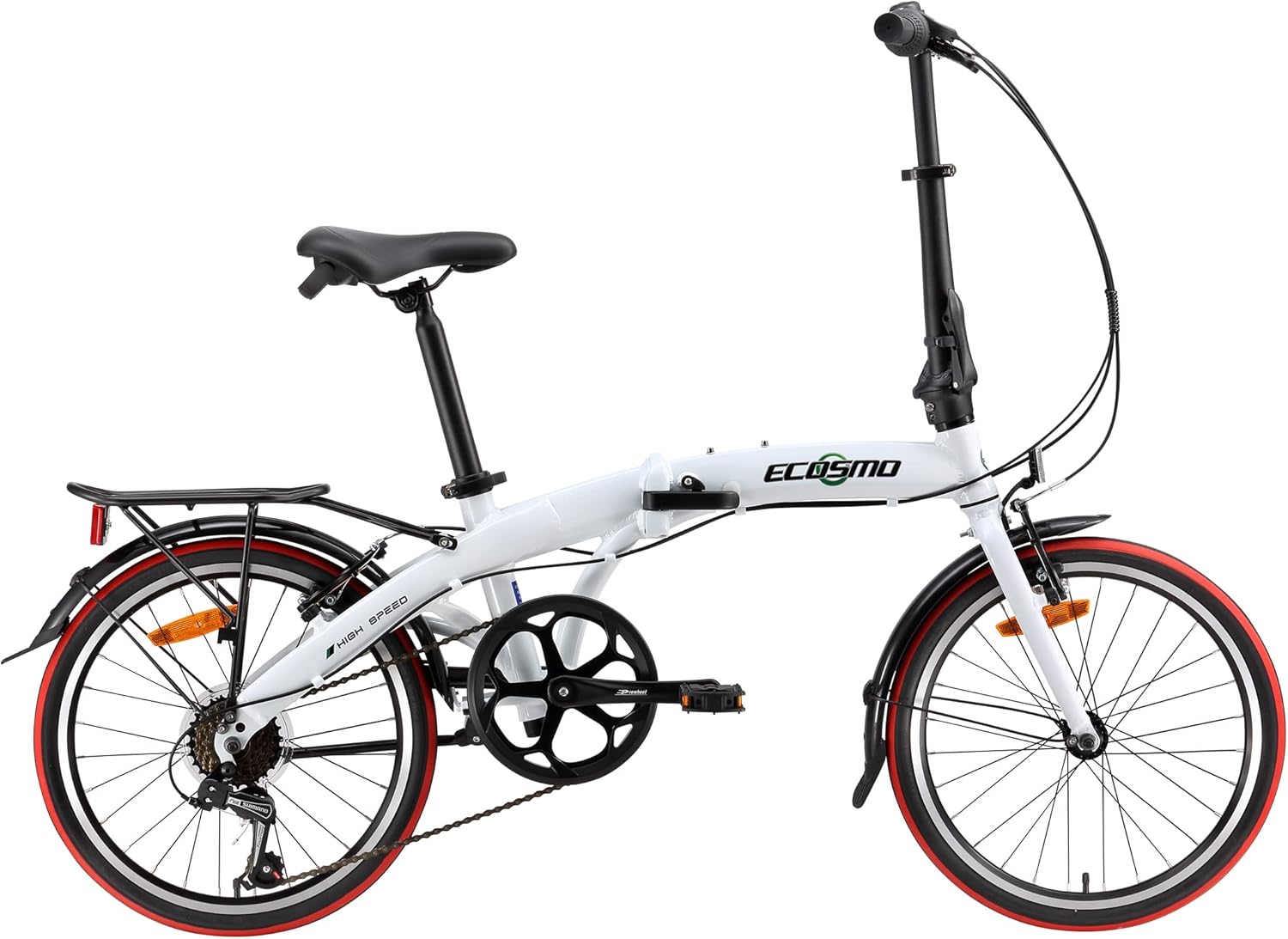 ECOSMO 20" Lightweight Alloy Folding City Bicycle Bike, 12kg, Made with 7 SP SHIMANO Gears, Small fold up size - 20AF09