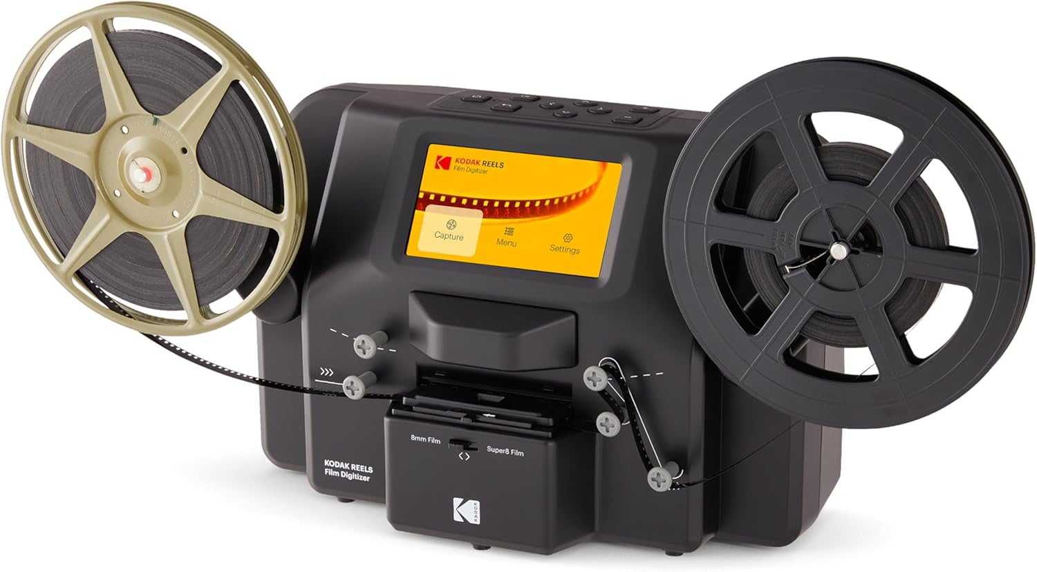 KODAK REELS 8mm & Super 8 Films Digitizer Converter with Big 5” Screen, Scanner Converts Film Frame by Frame to Digital MP4 Files for Viewing, Sharing & Saving on SD Card for 3” 4” 5” 7” and 9” Reels