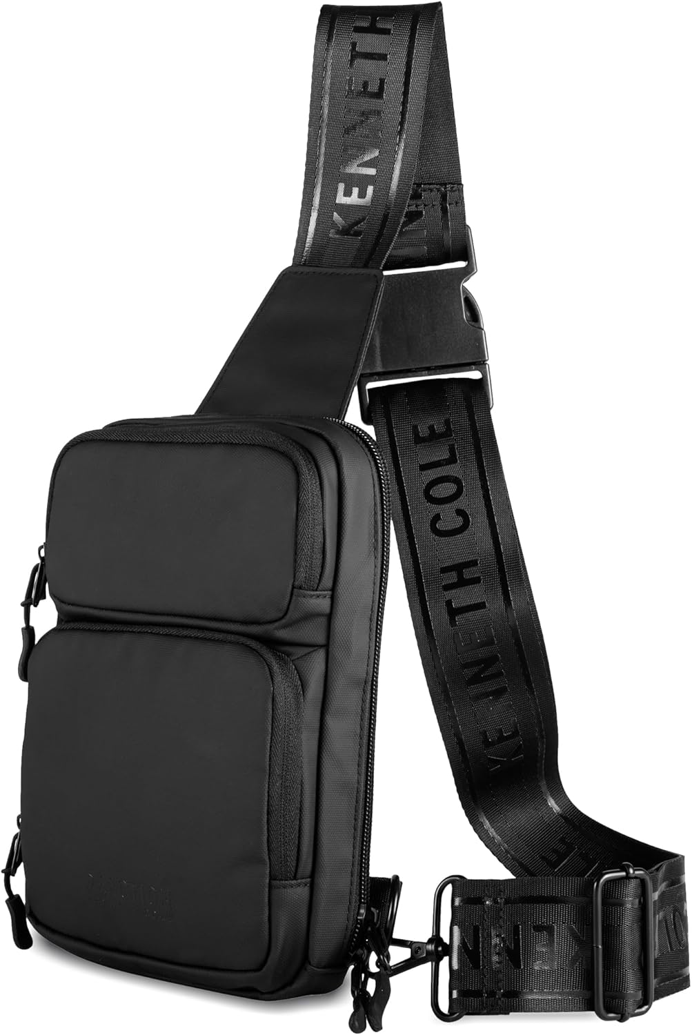 Kenneth Cole REACTION Ryder Coated Polyester Tech Crossbody, Black, One Size