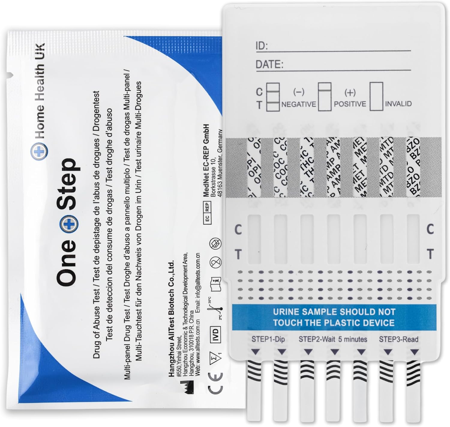 5 x 7-in-1 Drug Tests | Multi Panel Urine Drug Testing Kit | Cocaine, Heroin, Cannabis, Benzodiazepines, Methamphetamine, Methadone, Speed