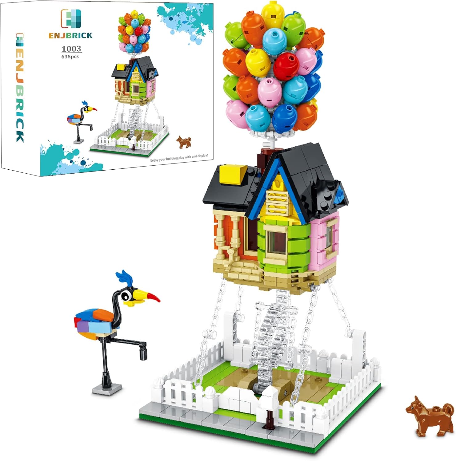 ENJBRICK Up Balloon House Building Kit for Kids Age 8-14 Yrs,Creative Building Block Set 635 pcs,Girl Toys for Christmas and Birthday Gifts,Tensegrity Sculptures Building