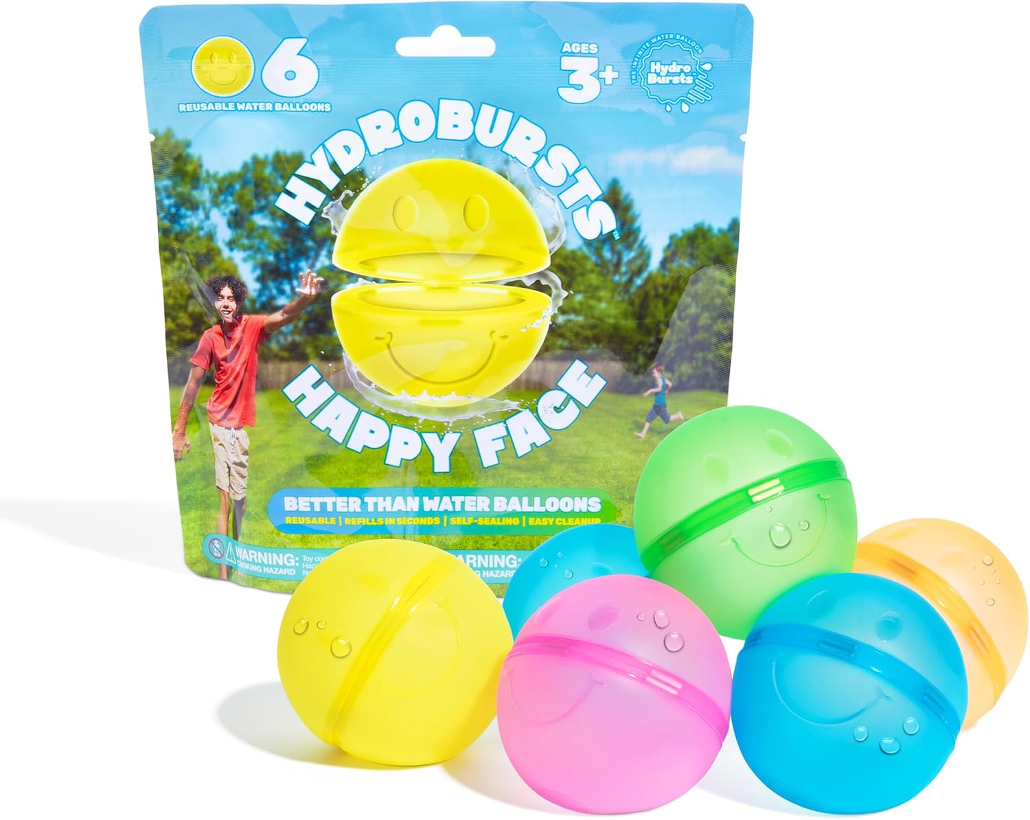 Hydroburst 6-pack Reusable Water Balloons by Relatable, For The Pool, Beach Toys And Outdoor Play Toys, Includes 6 Refillable Balloons