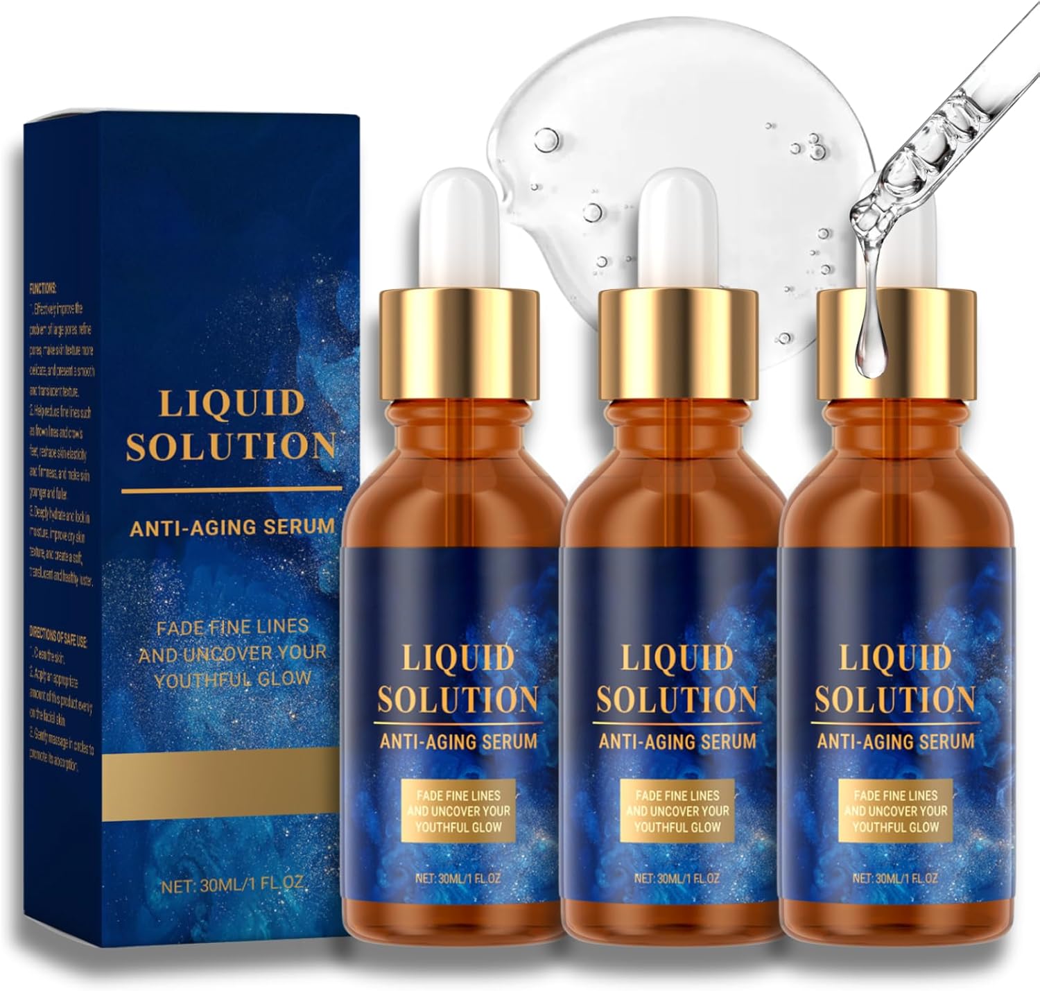 O-lavita Liquid Boto-x Serum, Liquid Solution Anti Aging Serum with Hyaluronic Acid, O-lavitas Serums, Instant Face Tightening & Reduce Wrinkles, Non-Greasy Formula for All Skin Types (30ml, 3PCS)