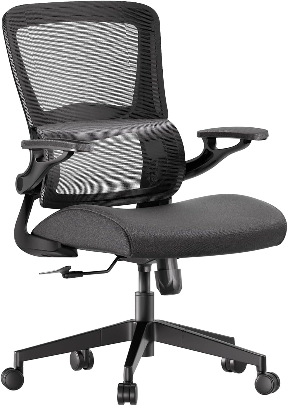 Ergonomic Mesh Office Chair, High-Back Computer Desk Chair with Flip-Up Armrests, Lumbar Support, Breathable Cushion, Space-Saving Gaming & Study Chair, Comfortable for Home Office, Black