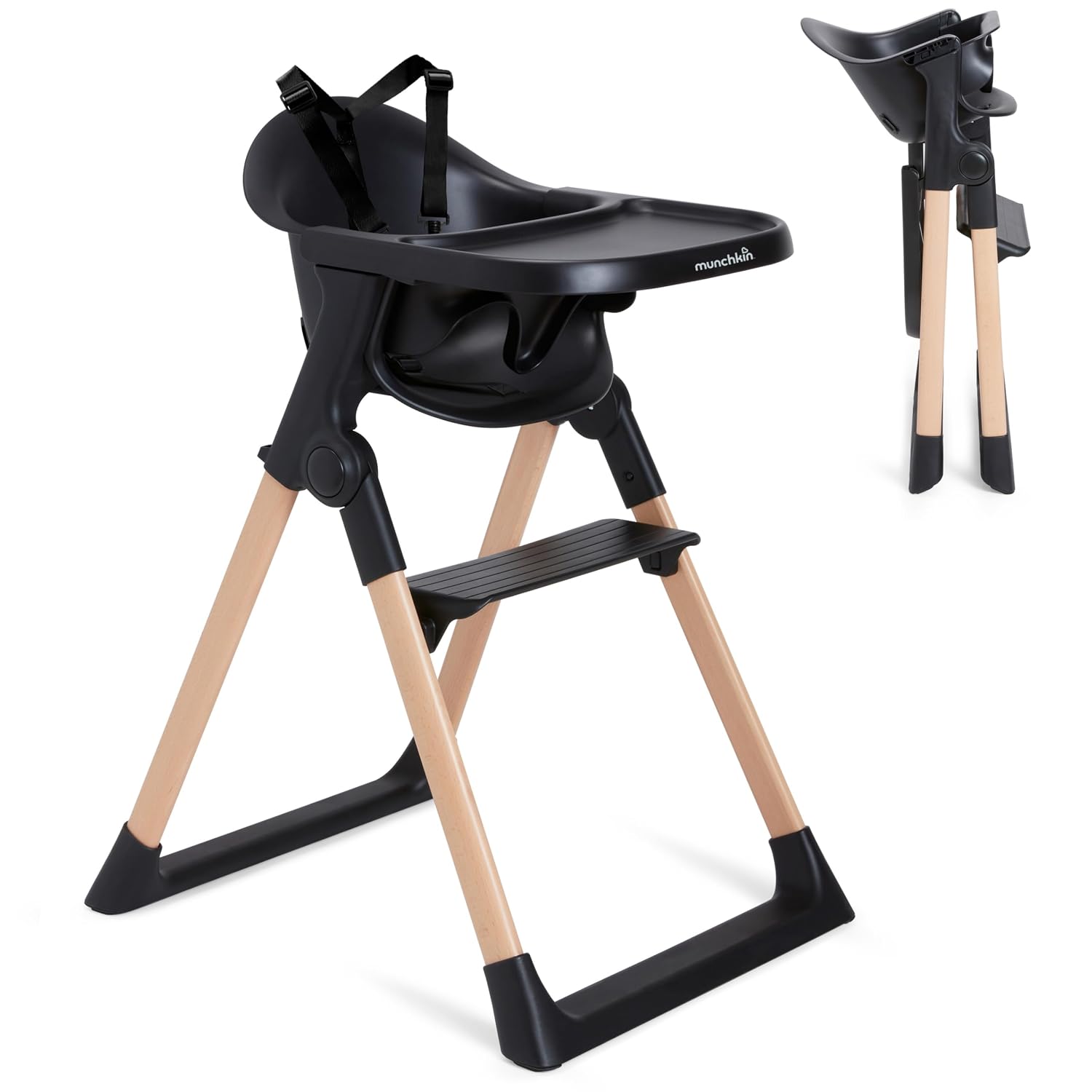 Munchkin Float Baby High Chair for Babies and Toddlers, Foldable, Black