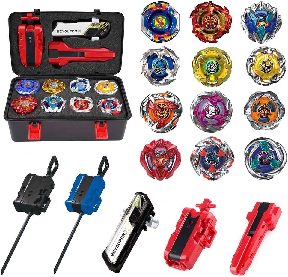 Bey Battling Top Burst Gyros Toy Set Toy Gift for Children Boys Ages 6 8 10 12+ Combat Battling Game 10 Burst Spinning Tops 3 Two Way Launchers Grip Starter