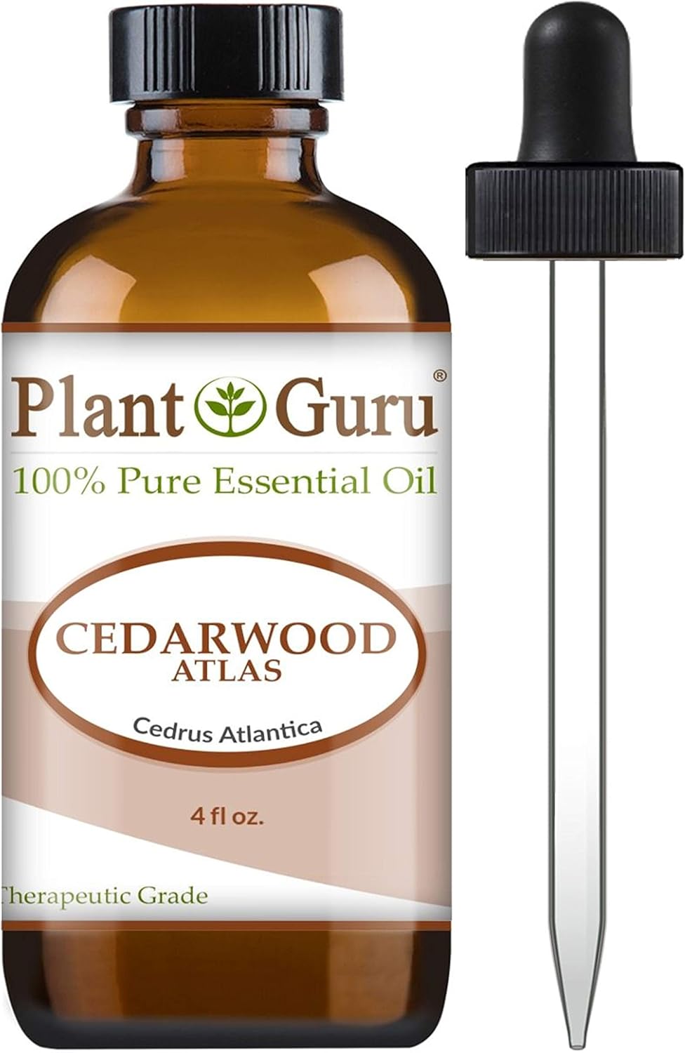 Plant Guru Cedarwood Essential Oil 4 oz 100% Pure Undiluted Therapeutic Grade for Skin, Body and Hair Growth. Great for Aromatherapy Diffuser and DIY Soap