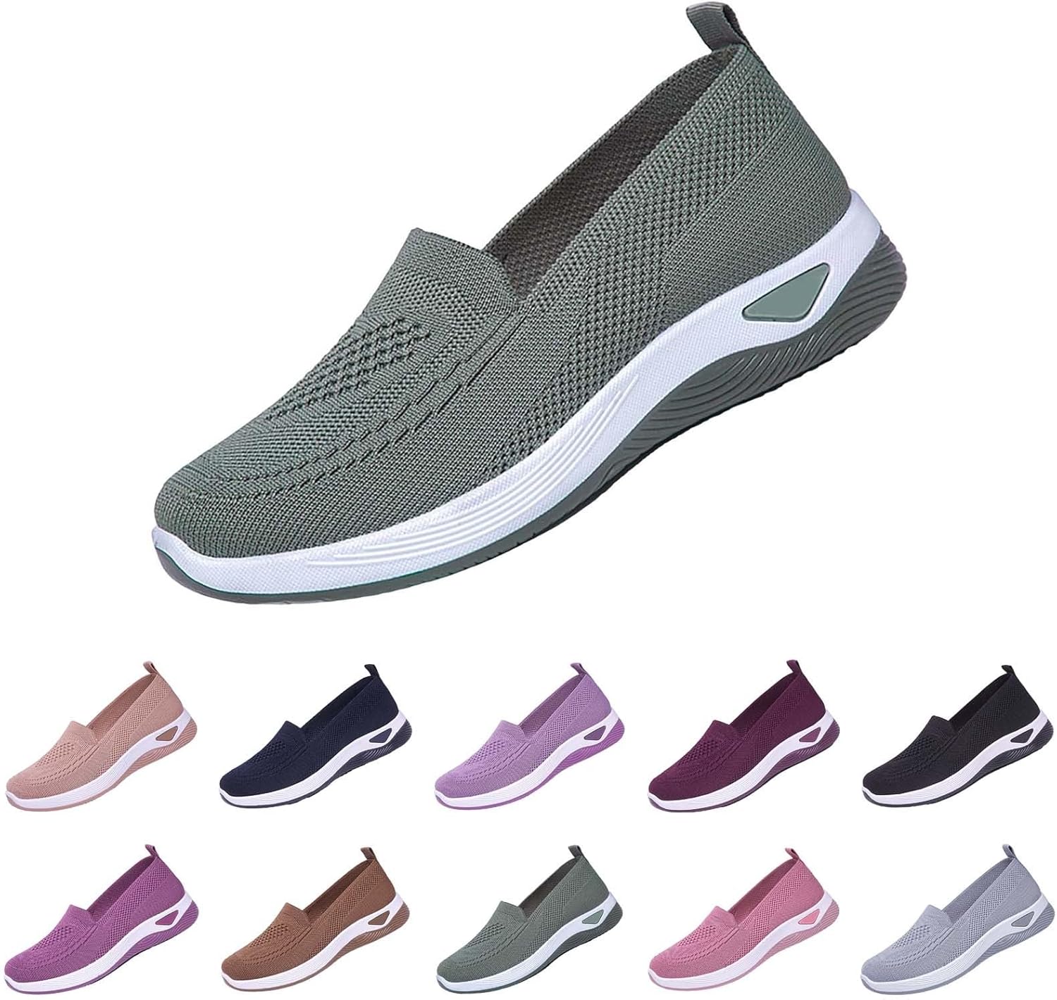 Slip On Trainers Women Wide Fit Ladies Breathable Mesh Walking Running Shoes Comfortable Arch Support Soft Sole Athletic Tennis Sneakers Non Slip Low Top Orthopedic Shoes for Women UK Summer