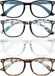 4 Pack Reading Glasses for Women and for Men, Blue Light Blocking Readers, Computer Bluelight Eyeglasses