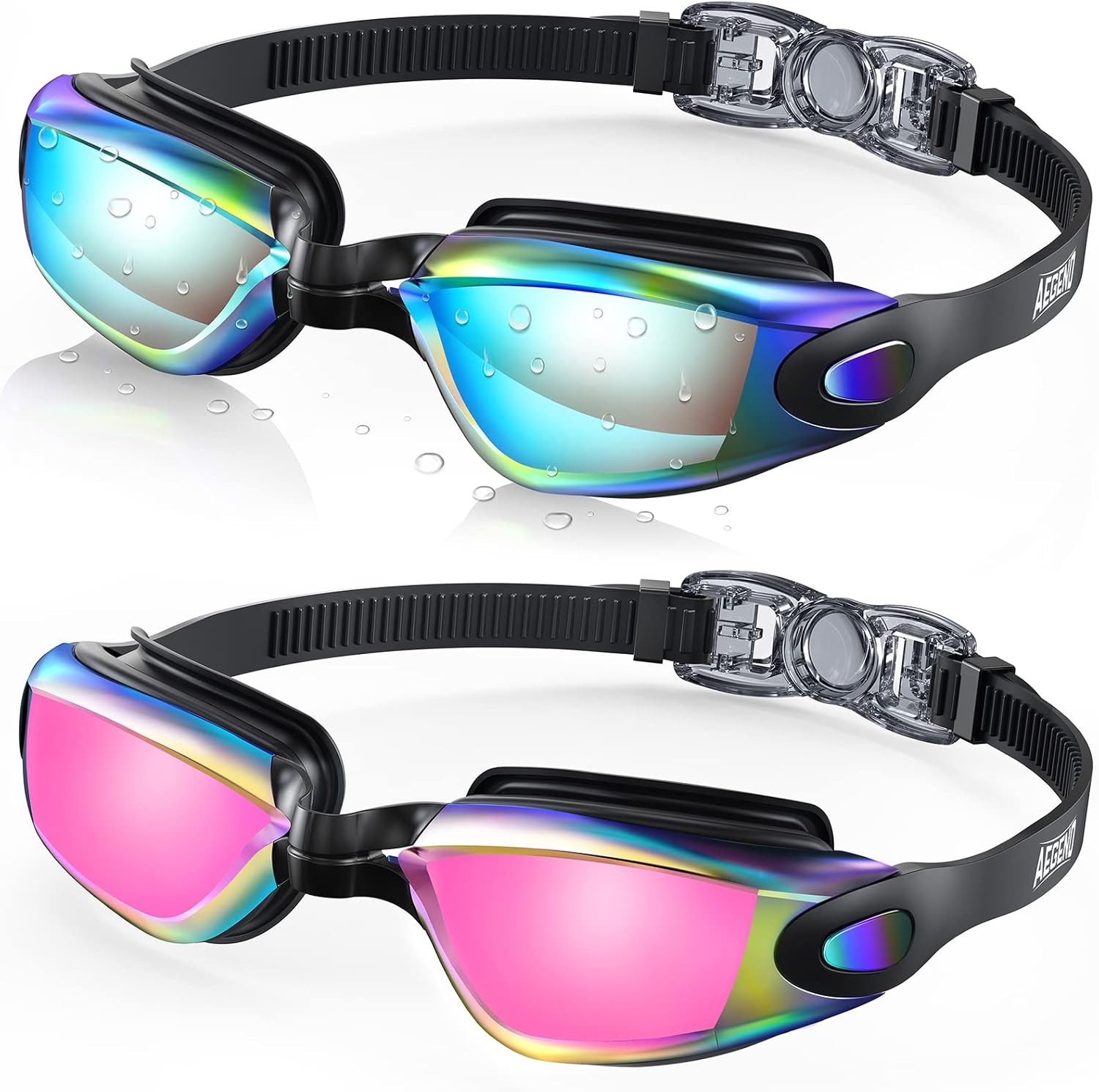 Aegend Swim Goggles, 2 Pack Swimming Goggles No Leaking Adult Men Women Youth