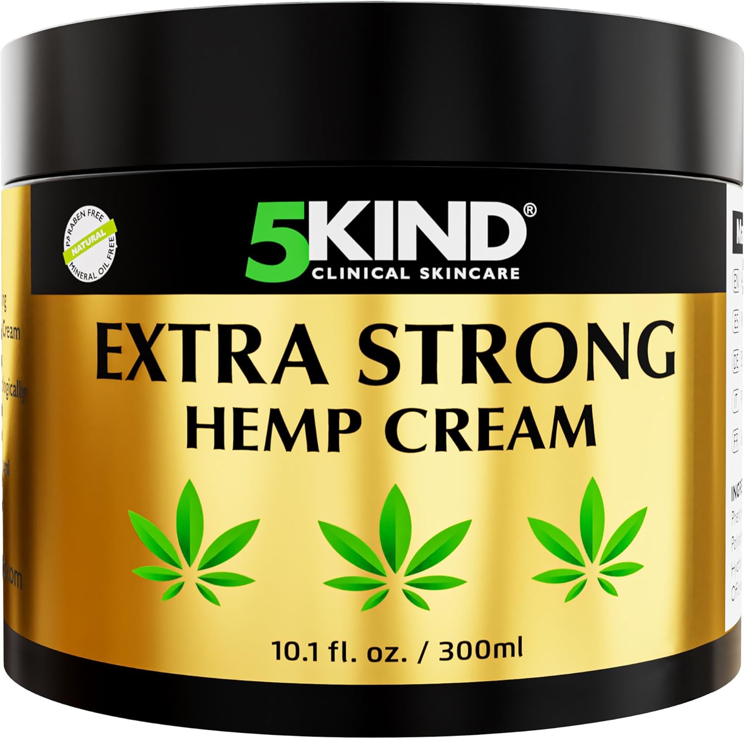 5kind Extra Strong Hemp Cream 300ml - High Strength Hemp Oil and Arnica Cream - for Massaging Joints & Muscles, Lower Back, Feet, Knees, Neck & Shoulders - Rich in Natural Extracts