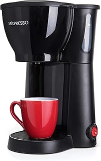 Mixpresso Mini Compact Drip coffee Maker With Brewing Basket, Black Small Coffee Pot, One Cup Brew, Gift For Men And Women (10.5oz)