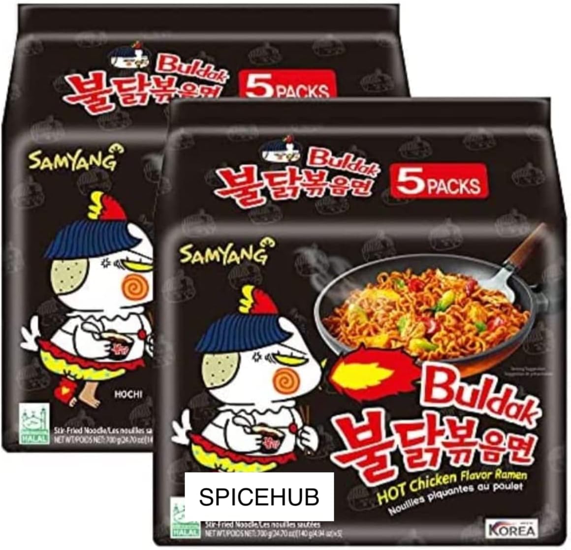SPICEHUB SAMYANG Buldak HOT Chicken Flavour Ramen Noodles, (Pack of 10) BY SPICEHUB