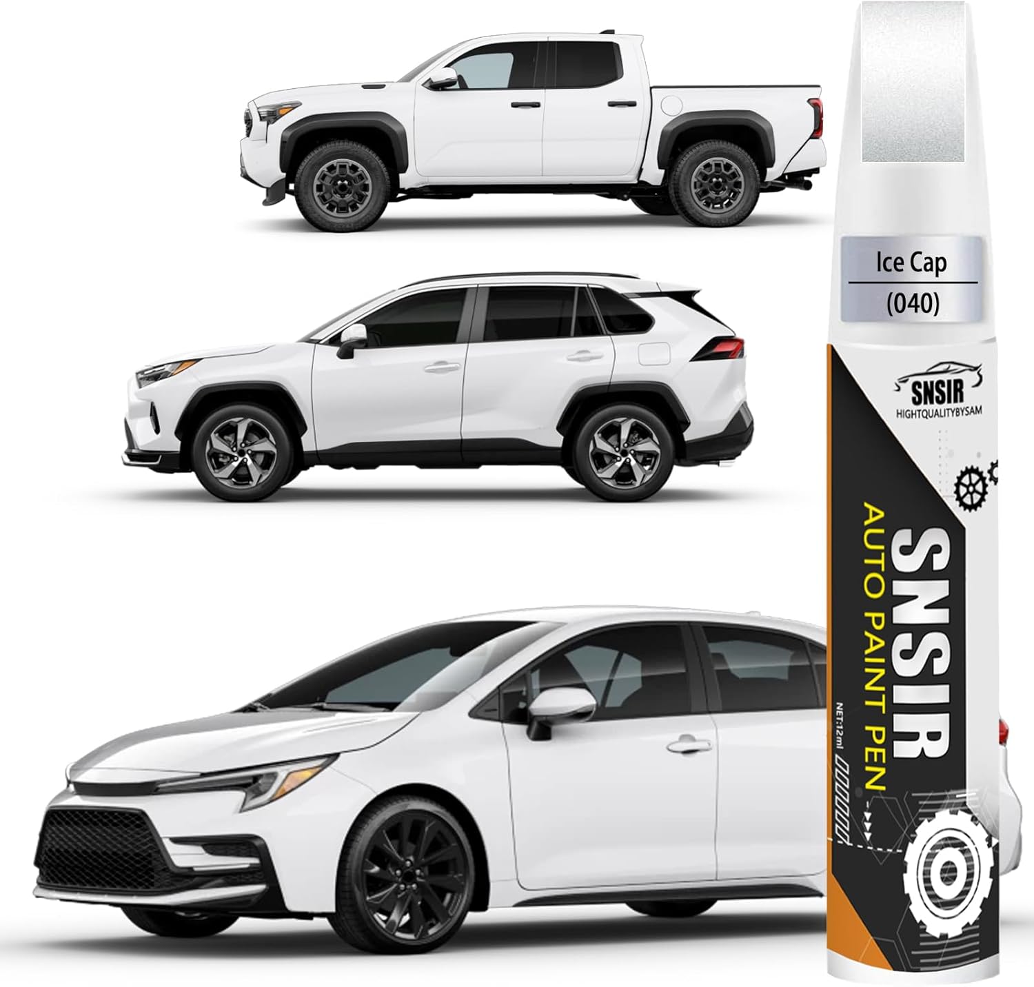 Car Touch up Paint(040 Super White/Ice Cap) Compatible with Toyota, Car Paint Pen Scratch Repair Two-In-One Touch Up Paint, Premium Car Scratch Remover for Deep Scratches