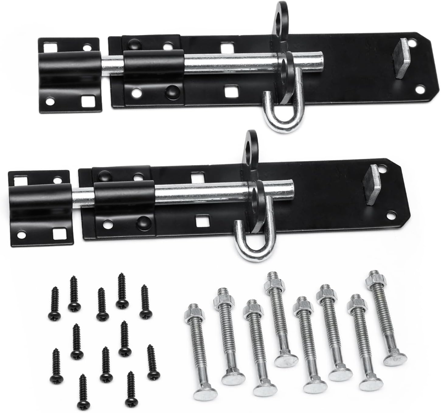 ZAVIA Brenton Gate Bolts Door Lock - 2 Pack 150mm (6”) Sliding Padbolt with Black Powder Coated Finish - Bolts for Wooden Gates, Garden Shed, Wooden Shed, Garage Door Lock