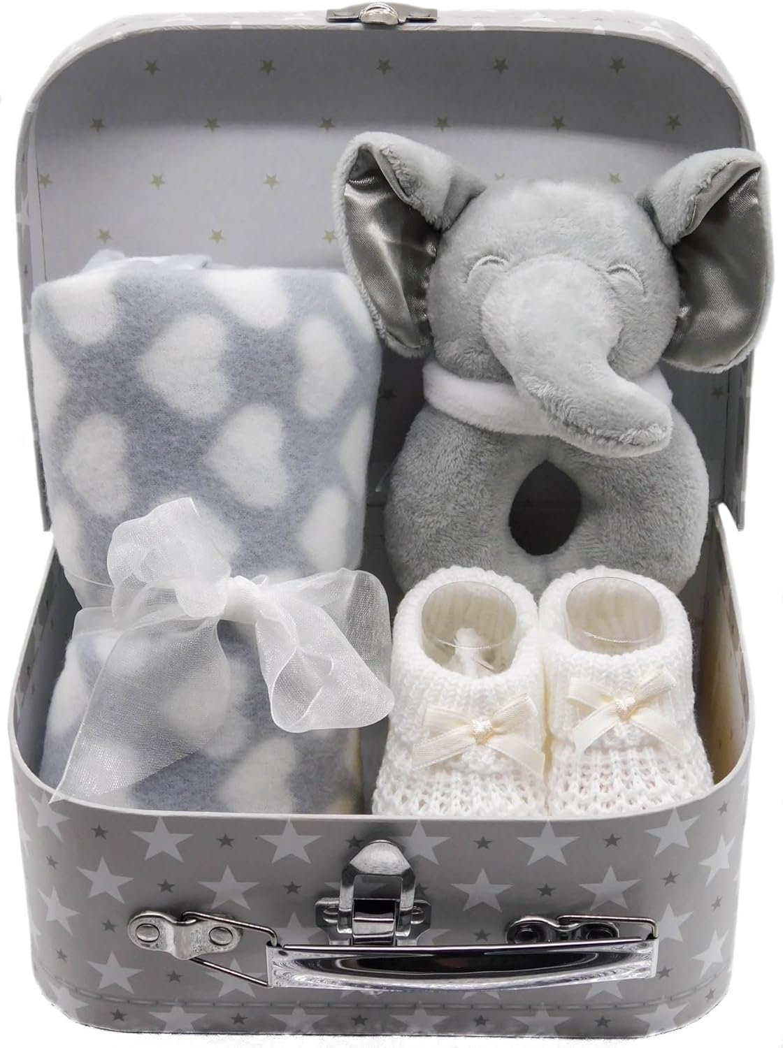 Newborn Baby Gifts Set Hamper Keepsake Box with a Unisex Elephant Theme