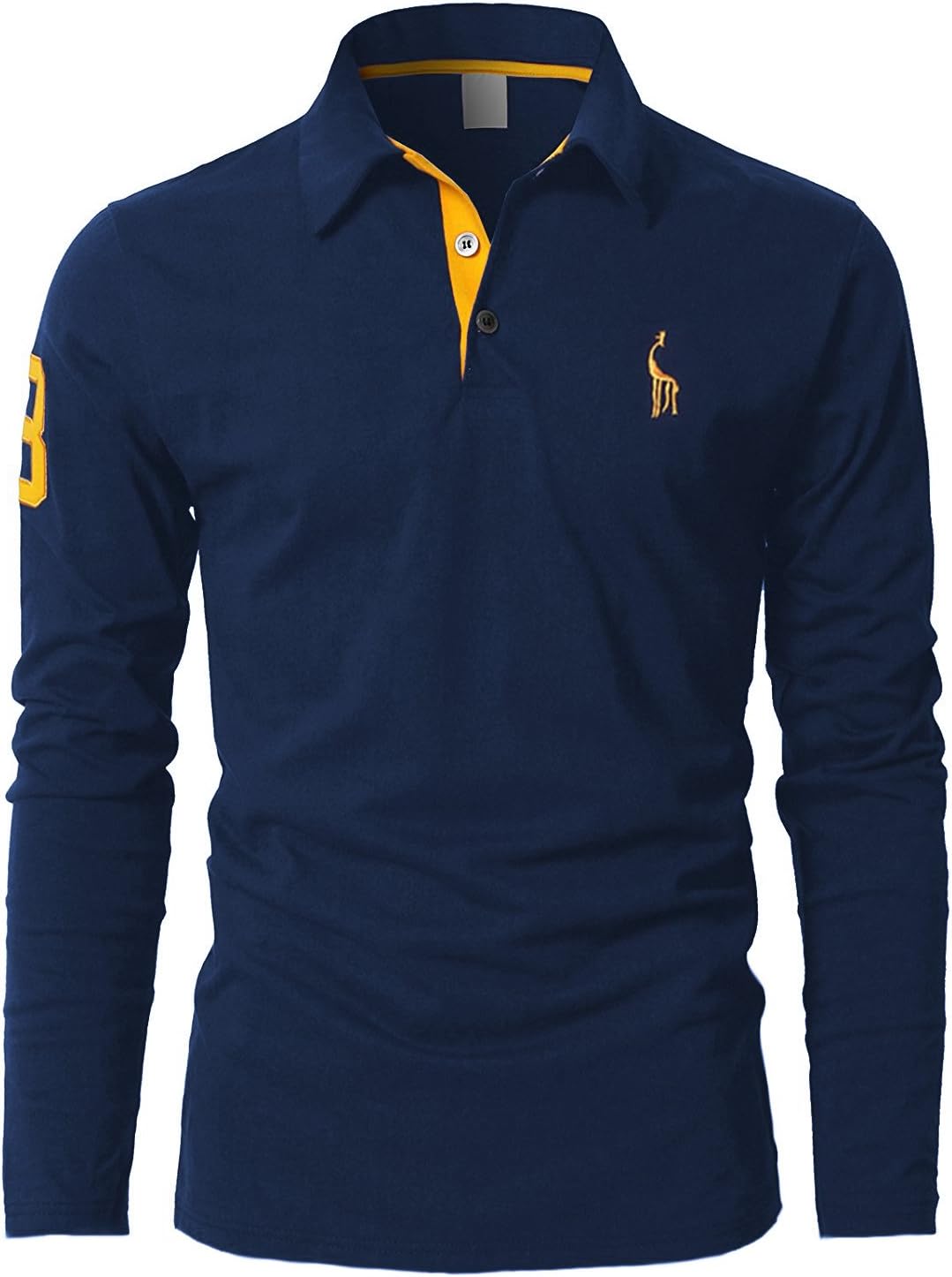 STTLZMC Men's Long Sleeve Polo Shirts Contrast Placket T-Shirt Golf Tennis T-Shirt