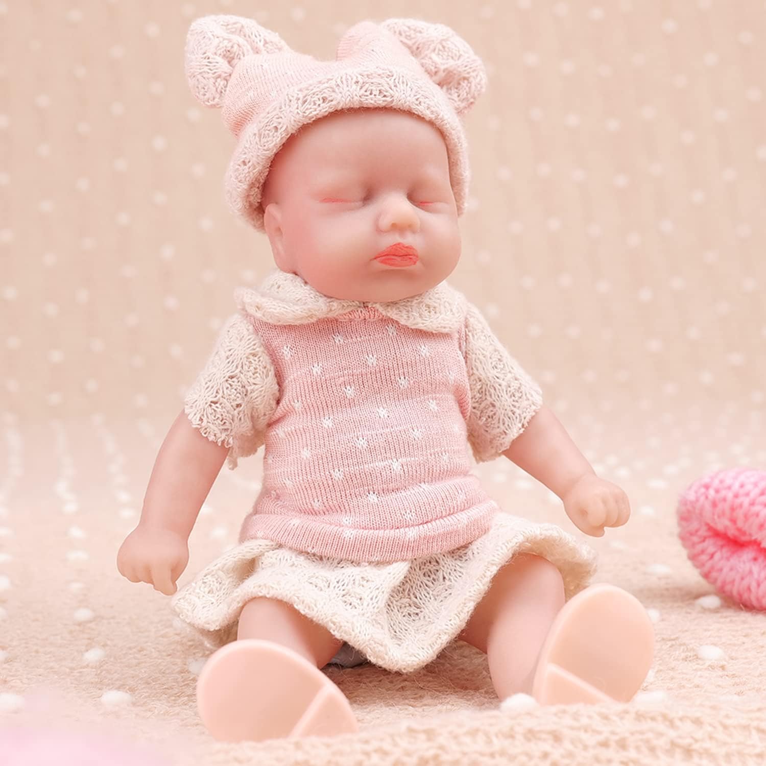 IVITA Mini Full Body Silicone Reborn Baby Doll - Newborn Girl, Handmade Soft Real (WG1576-15.5cm-113g)