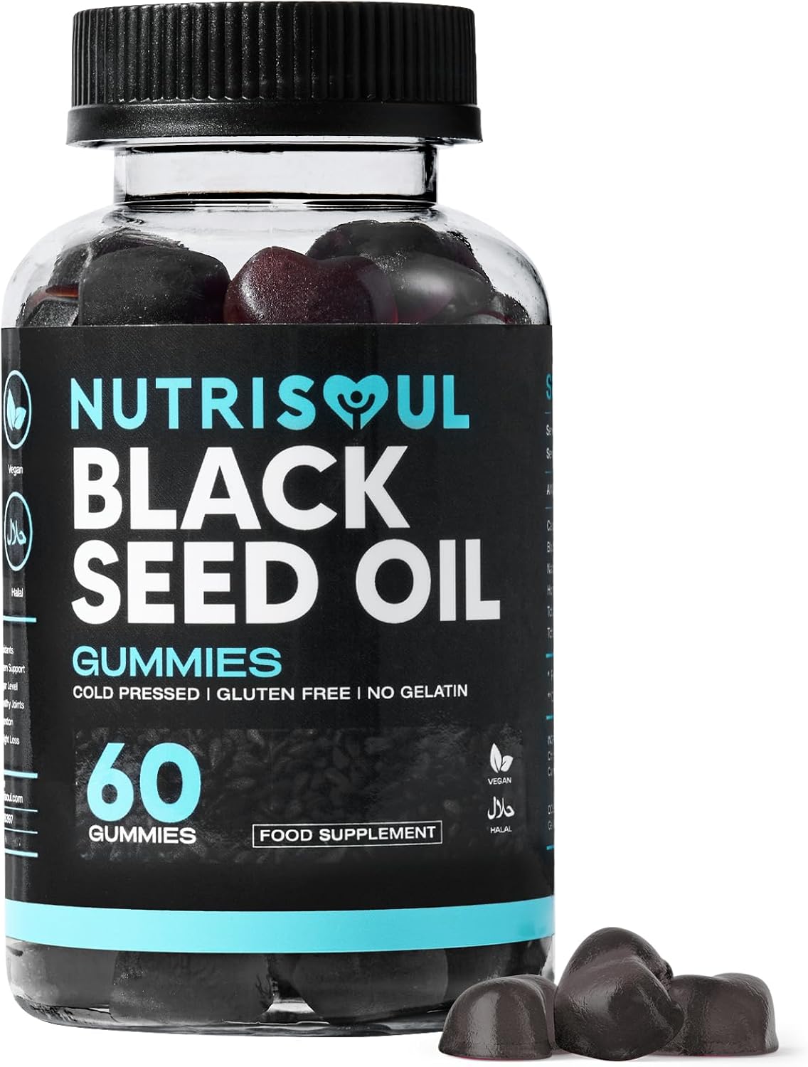 Black Seed Oil Gummies | 1000mg Nigella Sativa | High Strength 20mg Thymoquinone | 60 Cold Pressed, Halal, Vegan, Gluten Free Capsules with Honey Extract | Natural Ingredients